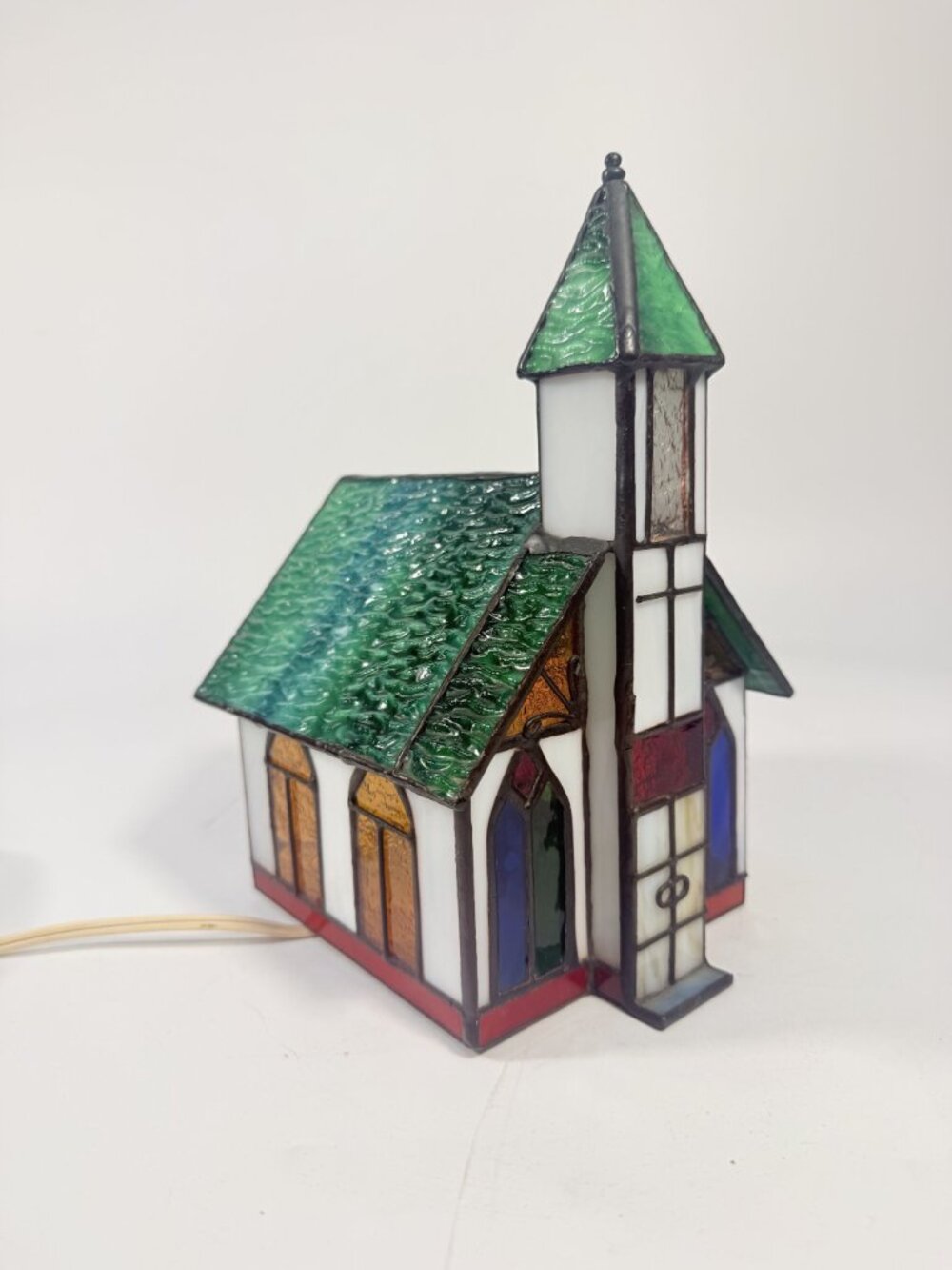Lamp Light Tiffany Style Stained Glass 3D Church Chapel Cross Vintage Holiday - Picture 4 of 15
